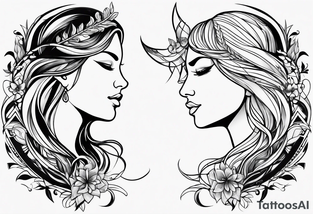 Virgo and Sagittarius zodiac signs combined tattoo idea