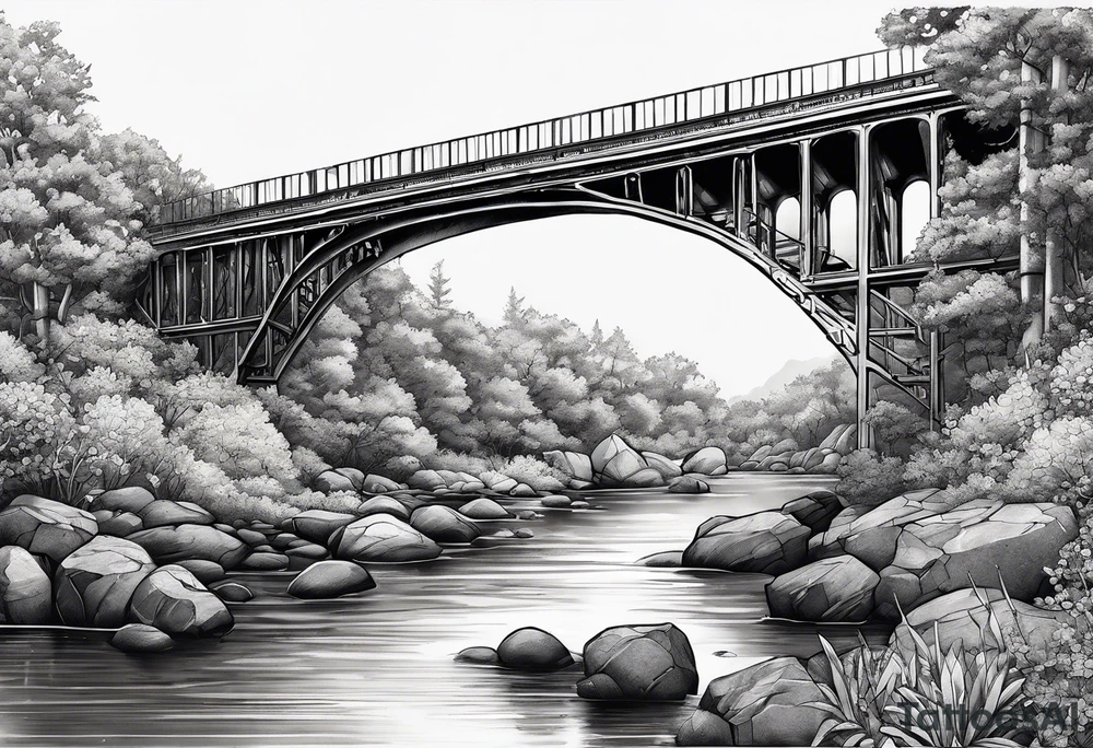 view from under cantilever bridge tattoo idea