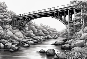 view from under cantilever bridge tattoo idea
