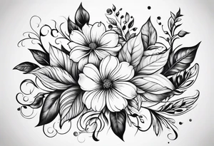 Curved floral leaves tattoo idea