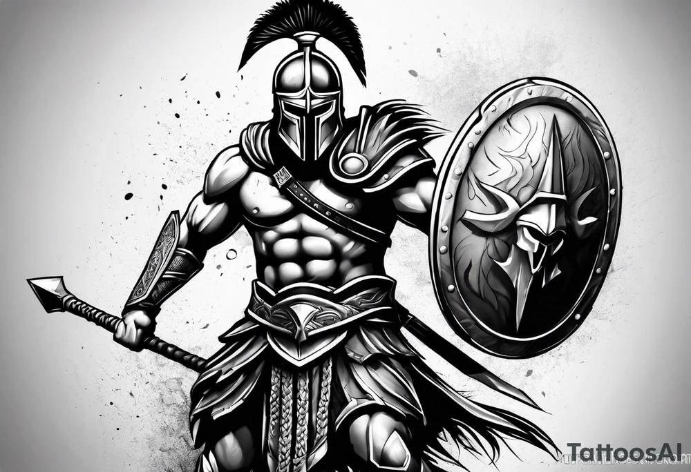 spartan warrior  full body tattoo idea