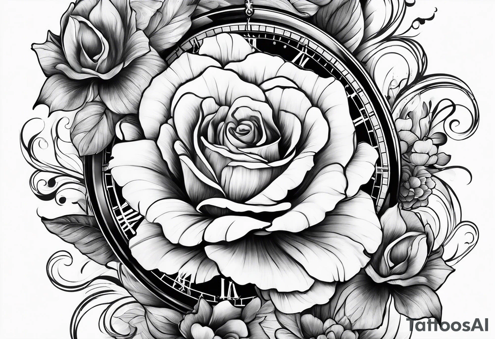 Time cosmic beauty flowers fear smoke tattoo idea