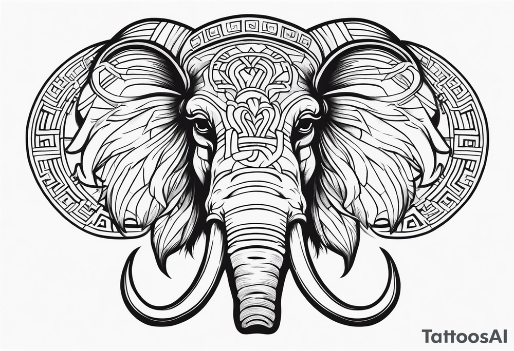 strong mammoth head centerpiece tattoo idea