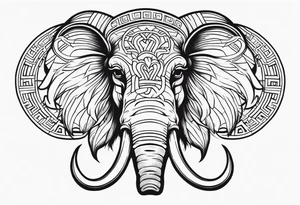 strong mammoth head centerpiece tattoo idea