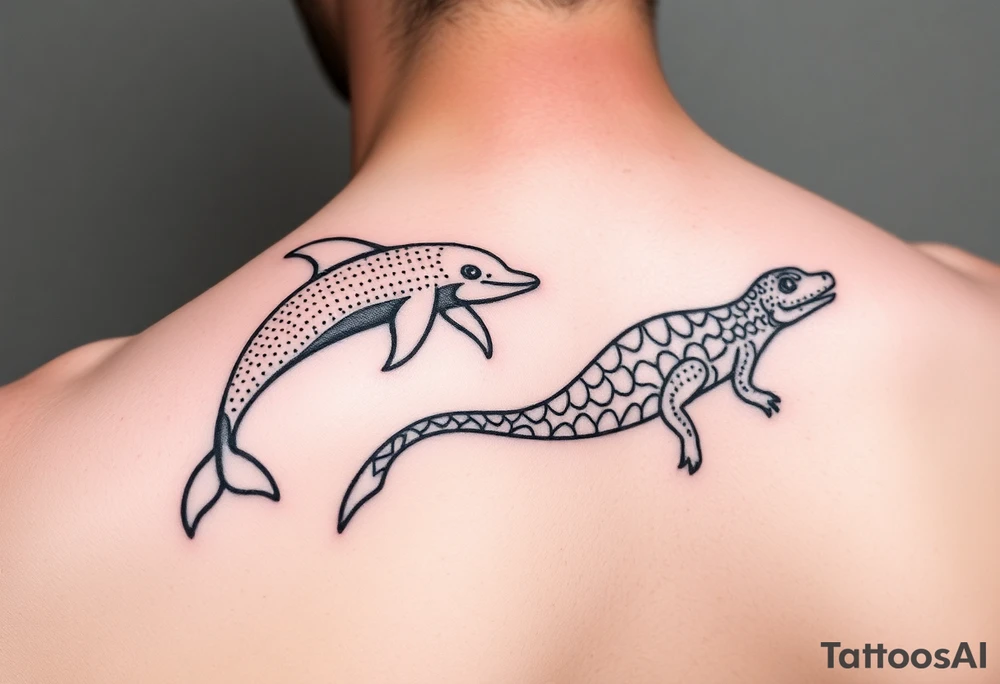 aboriginal indigenous - 2 tribes dolphin and sand goanna. Sibling symbols 2 females 1 male. Water ways dot art tattoo idea
