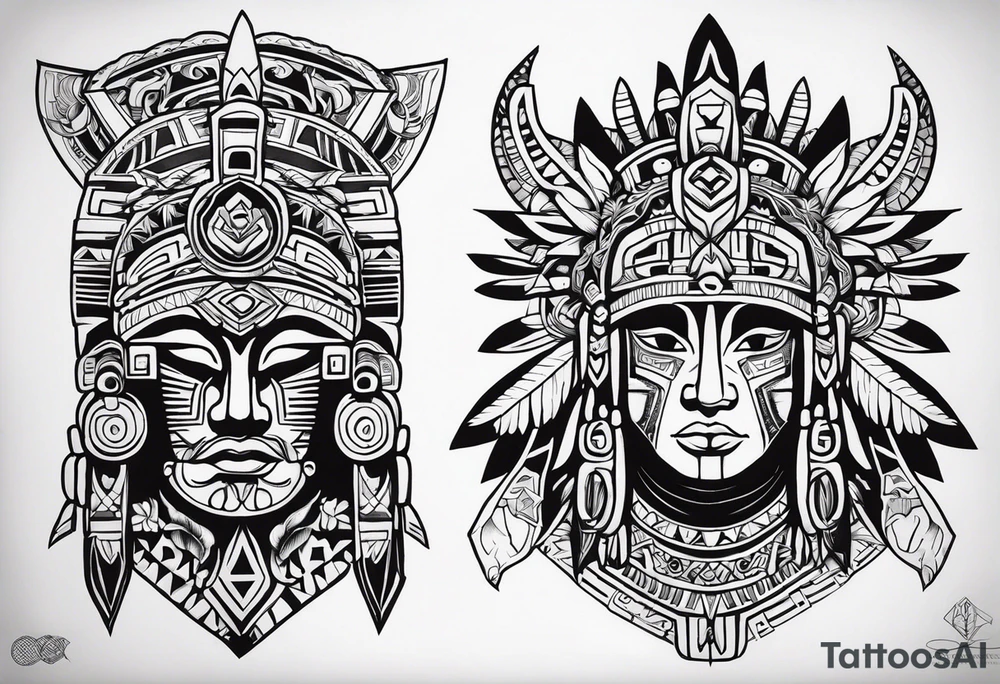Tohono Oʼodham Aztec tribe tattoo idea