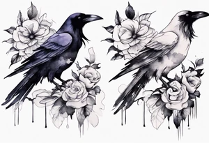 raven with a white corsage tattoo idea
