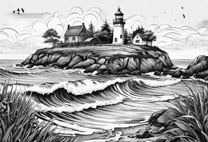 erstelle in tattoo mit den koordination der Insel sylt und den Initialen L und C sowie einer Hundepfote tattoo idea