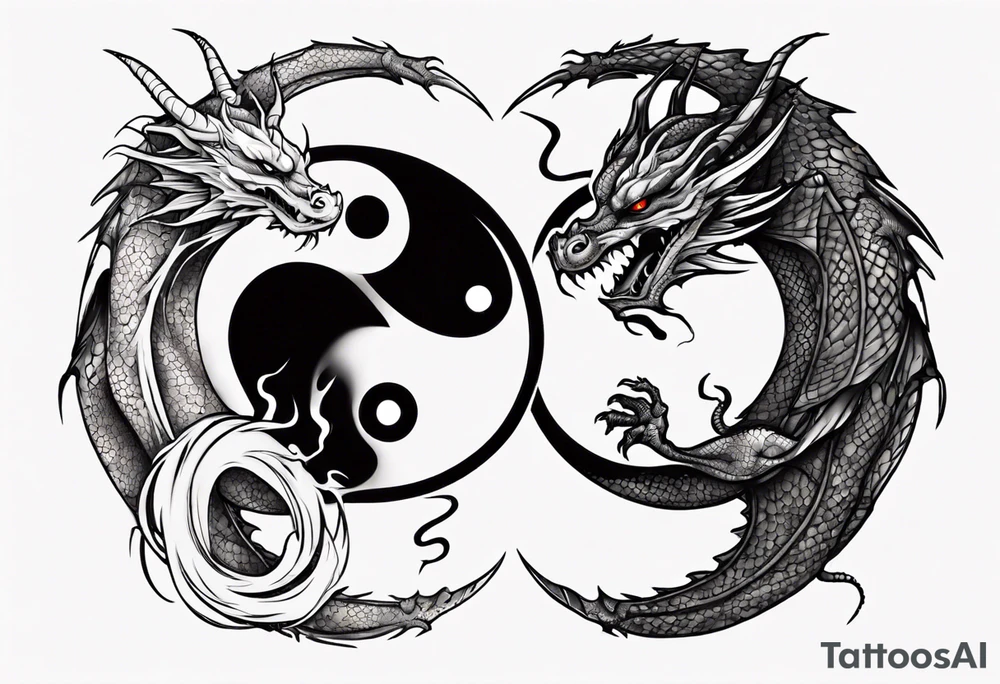 Dragons Creating Yin Yang tattoo idea