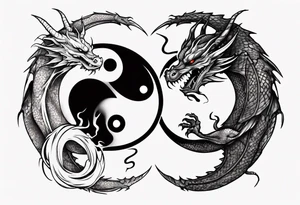 Dragons Creating Yin Yang tattoo idea