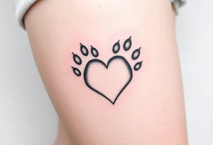 Paw prints forming heart in a snow tattoo idea