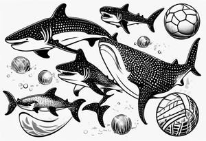 a whale shark playing waterpolo tattoo idea