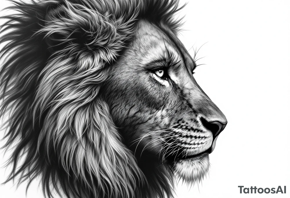 Black African goddess with lion tattoo idea