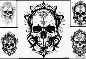 Memento mori writen skull sleeve tattoo design tattoo idea