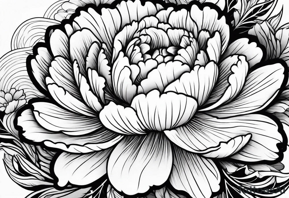 peony flowers in the waves tattoo idea