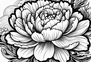 peony flowers in the waves tattoo idea