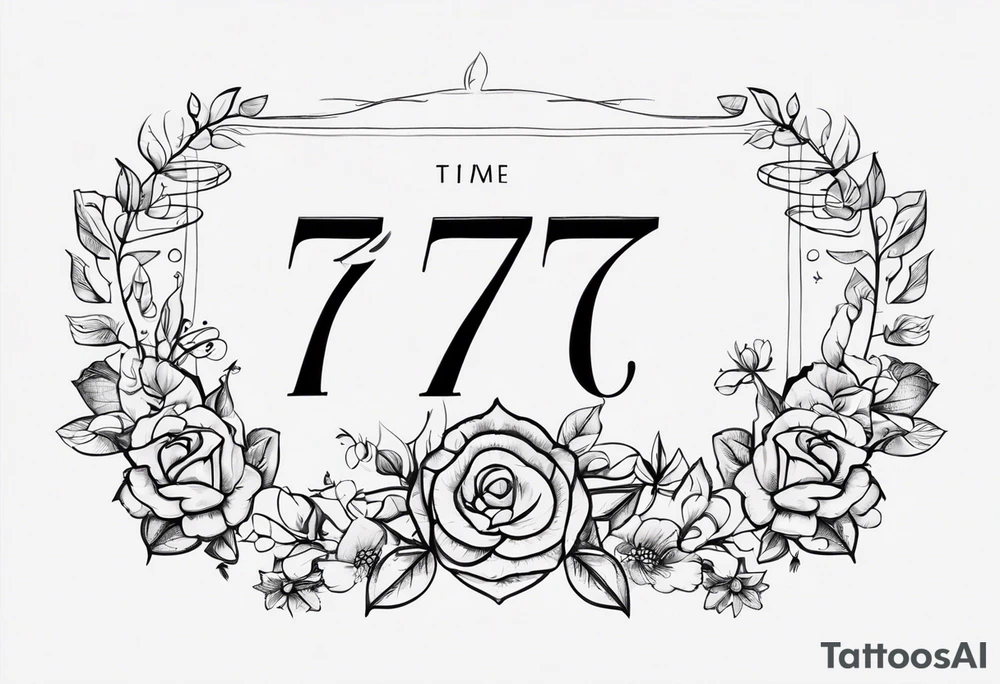 digital time style numbers 77:77 tattoo idea