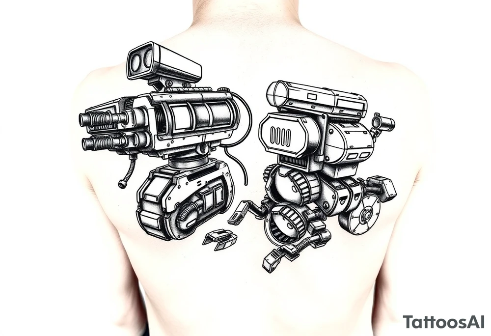 Watcher and burrower machines from horizon forbidden west in full colour as a forearm wraparound tattoo idea