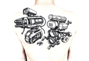 Watcher and burrower machines from horizon forbidden west in full colour as a forearm wraparound tattoo idea