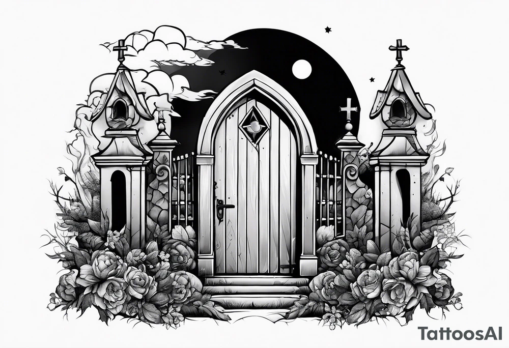graveyard with moon tattoo idea