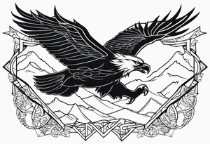 be a wolf at graund and be a eagle at sky at the same time tattoo idea