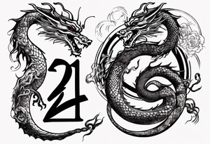 Number 24 with a Chinese dragon around it tattoo idea