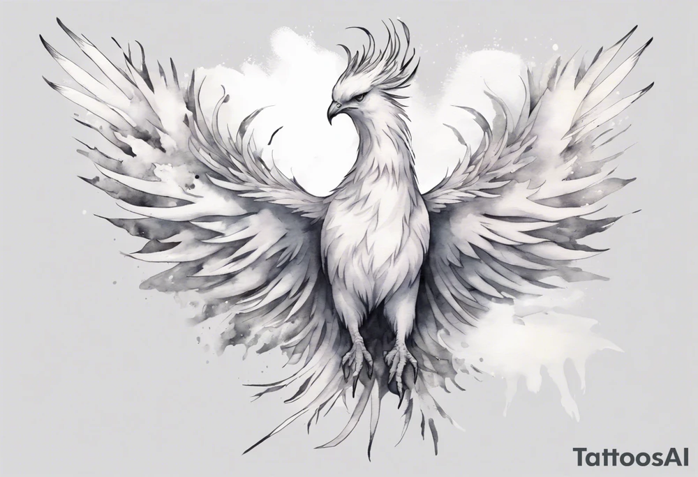 a white phoenix wearing a grey diadem crown tattoo idea a white phoenix wearing a grey diadem crown tattoo idea