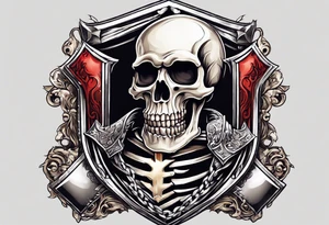 skeleton holding a shield with a cross on it tattoo idea