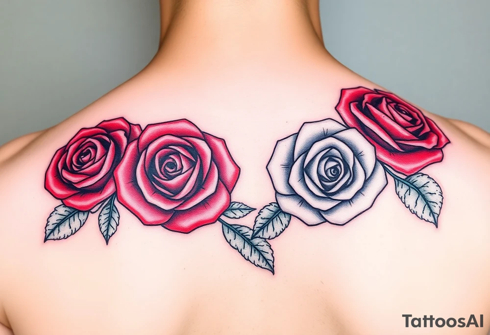 4 Rose tattoo in color tattoo idea
