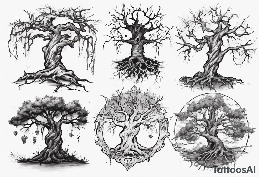 Dying tree tattoo idea