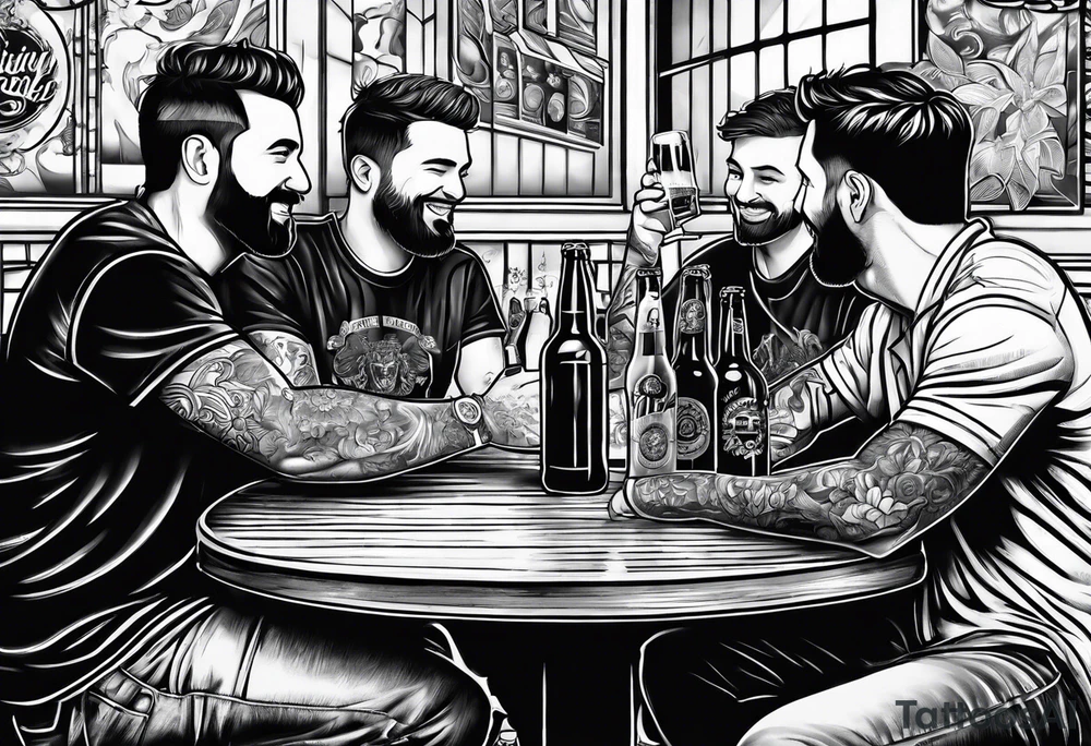 friends drinking beers tattoo idea