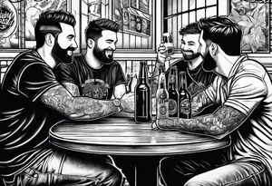 friends drinking beers tattoo idea