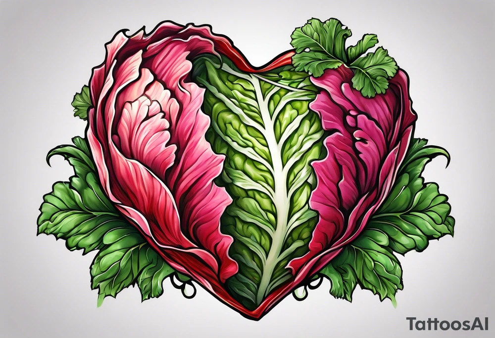 Body heart intertwined with cabbage leaved tattoo idea