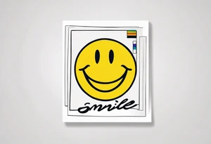 A polaroid-photo of a simple smiley and the text "smile" tattoo idea