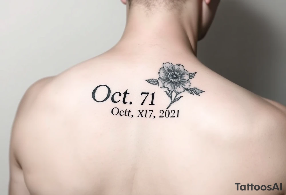 October 27, 2021 Roman numeral date and October birth flower tattoo idea