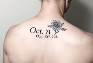 October 27, 2021 Roman numeral date and October birth flower tattoo idea