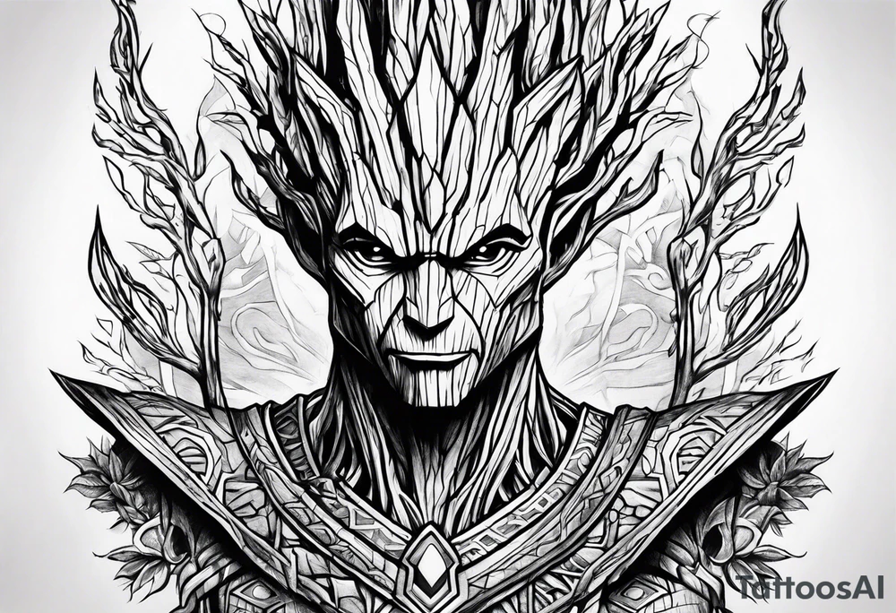 Groot ancient warrior young tattoo idea