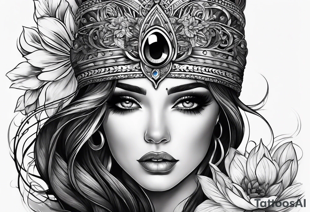 Dark feminine eyes tattoo idea