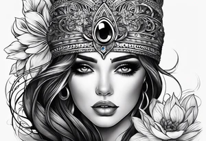 Dark feminine eyes tattoo idea