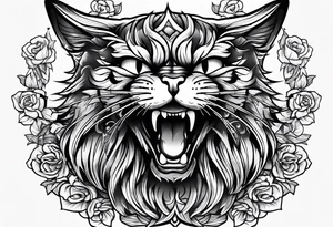 A cat is angry tattoo idea