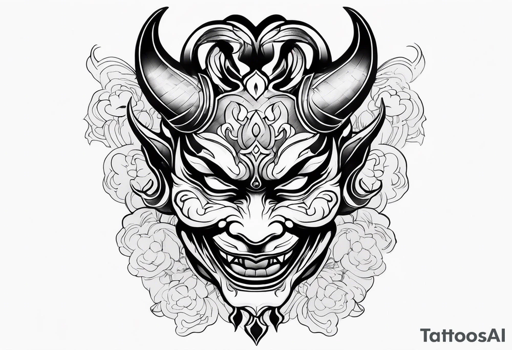 hannya with gueixa and smoke tattoo idea