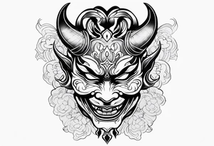 hannya with gueixa and smoke tattoo idea