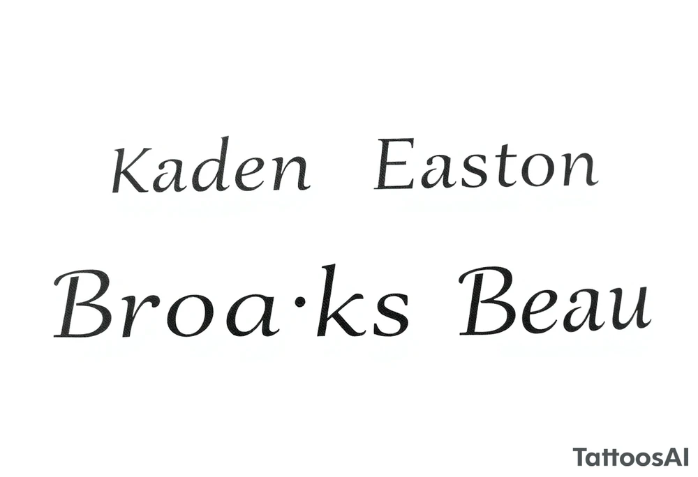Kaden Easton Brooks Beau made into a crossword puzzle tattoo idea