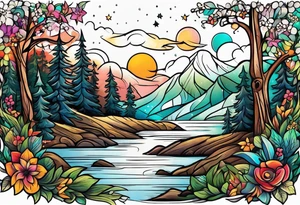 Woods nature stars family tattoo idea