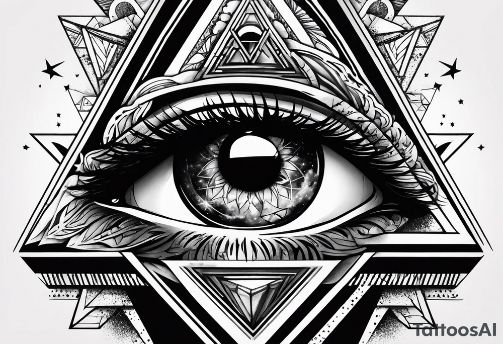 Eye inside a triangle inside a galaxy tattoo idea