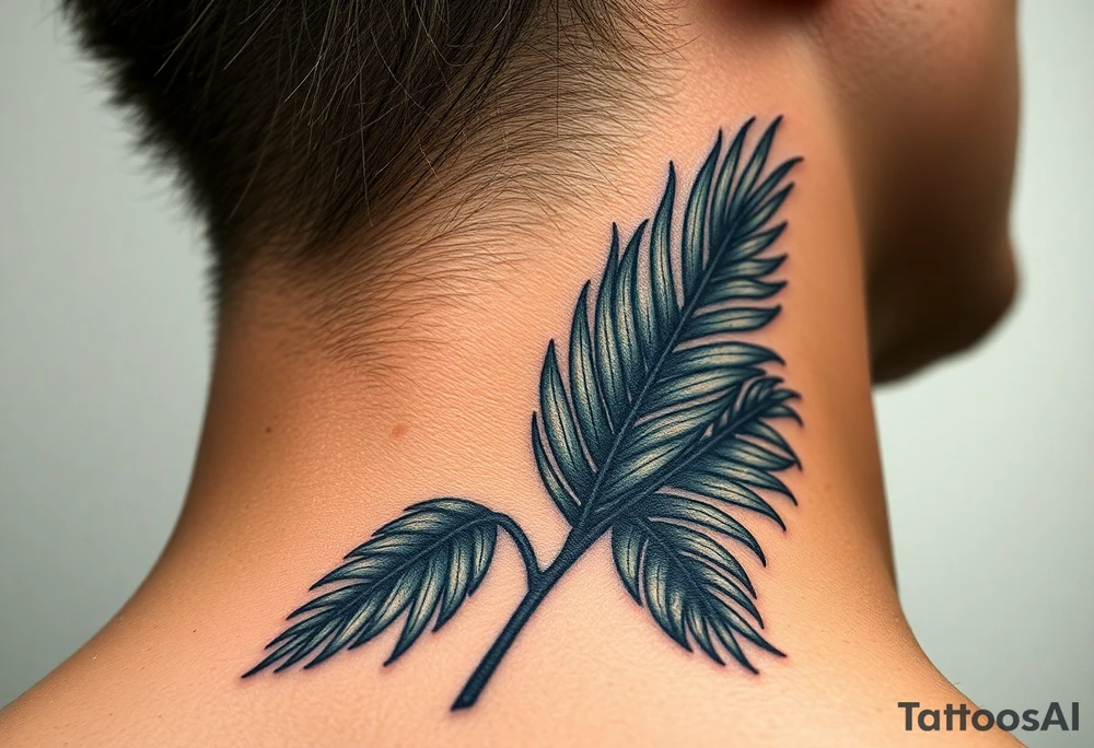 large woven palm leaves tattoo idea