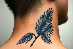 large woven palm leaves tattoo idea