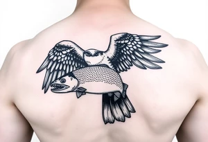Osprey with a trout in its talons tattoo idea