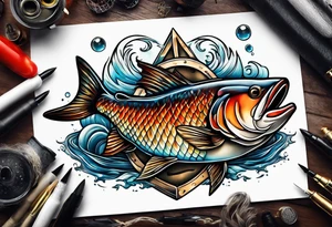 Fishing and hunting tattoo idea