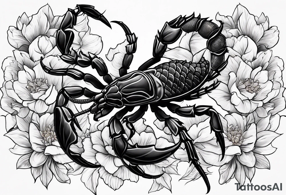 scorpion blood flowers tattoo idea
